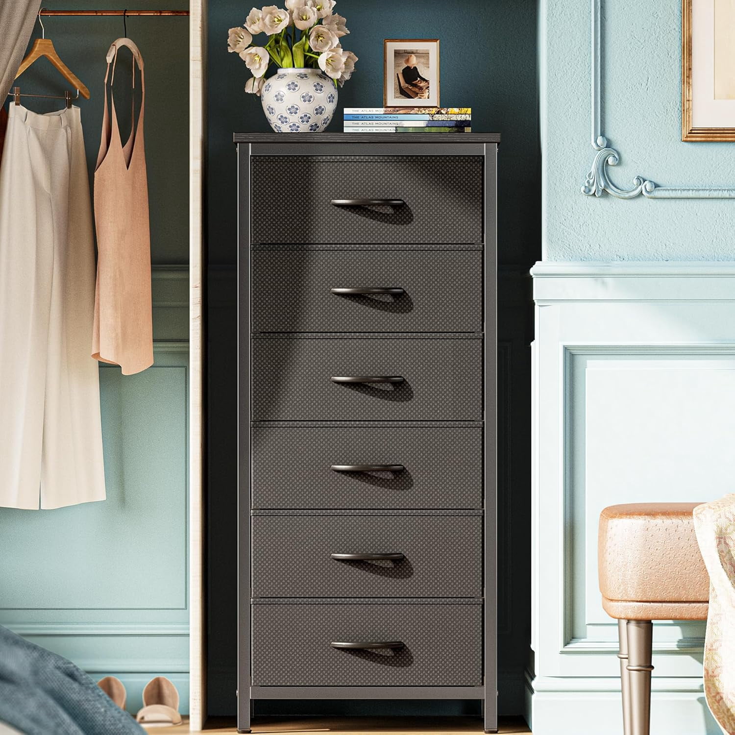 Tall Dresser for Bedroom, 6 Drawer Dresser & Chests of Drawers, Fabric ...
