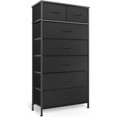 thumbnail image 1 of Tall Dresser for Bedroom, Vertical Storage Organizer Tower with 7 Drawers, Chest of Drawers with Fabric Bins, Steel Frame, Wood Top for Bedroom, Closet, Entryway- Black, 1 of 18