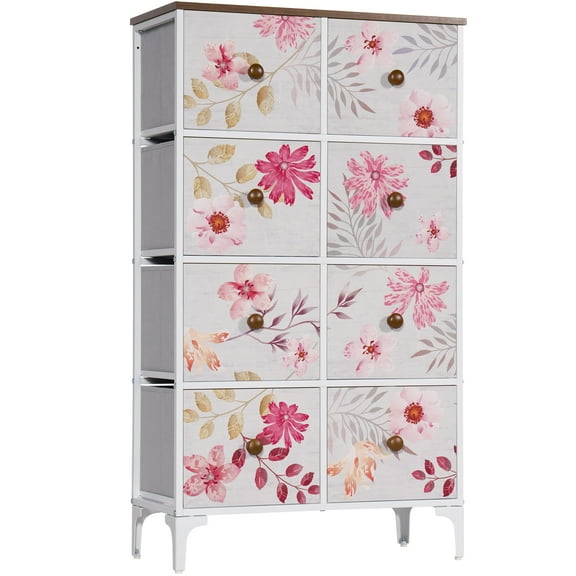 Tall Dresser for Bedroom, 8 Drawer Double Narrow Dresser, Lingerie Chest of Drawers for Bedroom, 46.5'' H X 26.6'' W X 11.7'' D