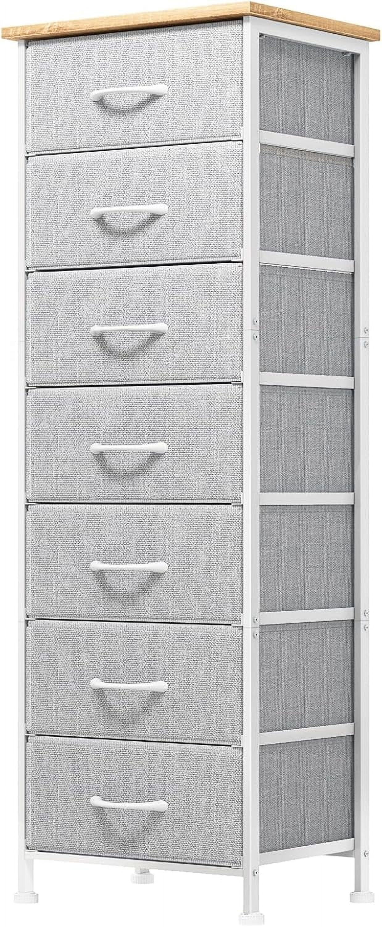 Tall Dresser for Bedroom, Storage Dresser Organizer with 7 Fabric Drawers, Nightstand Furniture in Closet, Entryway, Hallway