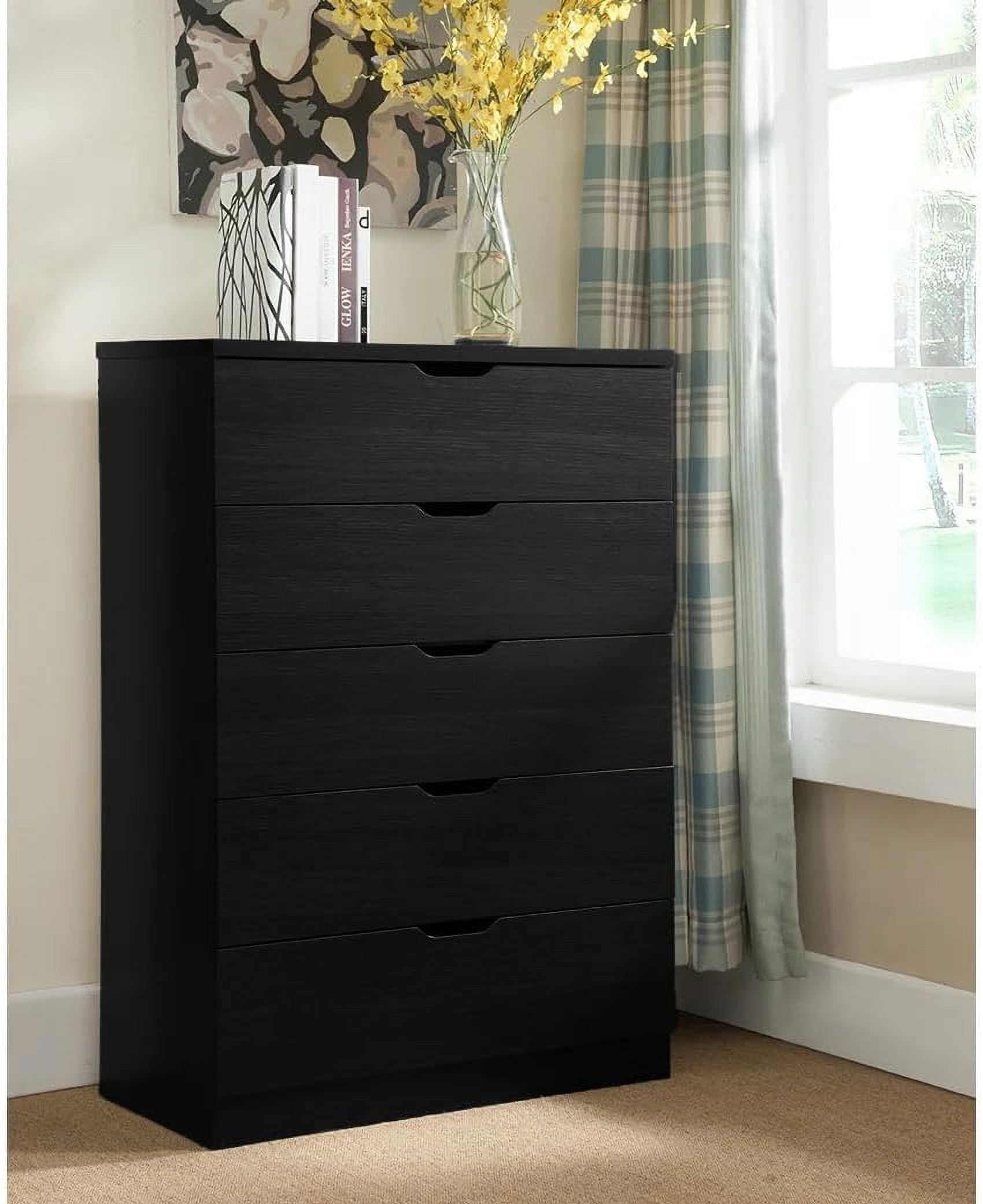 Tall Dressers for Bedroom, 5 Drawer Dresser, Black Dresser and Tall ...