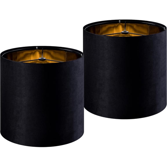 GOSO Tall Drum Velvet Black Lamp Shades Set of 2- Lampshades for Table Lamps-10 * 10 * 10 inch (Spider) Small Drum Shade-Modern Lampshade-DIY Shade-Replacement,Easy Assembly-Handcraft-Rustic