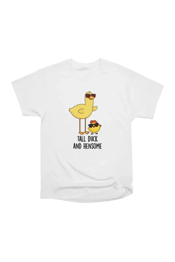 Tall Duck And Hensome Funny Animal Pun T-Shirt Tee Gift For Him Merch For Her Apparel For