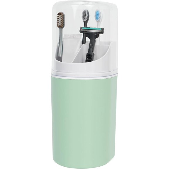Tall Electric Toothbrush Holder with Cover, 10.6" Dust Proof Bathroom Caddy Fits Adults Electric Toothbrushes, Toothpaste, Wall Mount or Countertop Organizer with Removable Dividers, 4 Slots (Green)