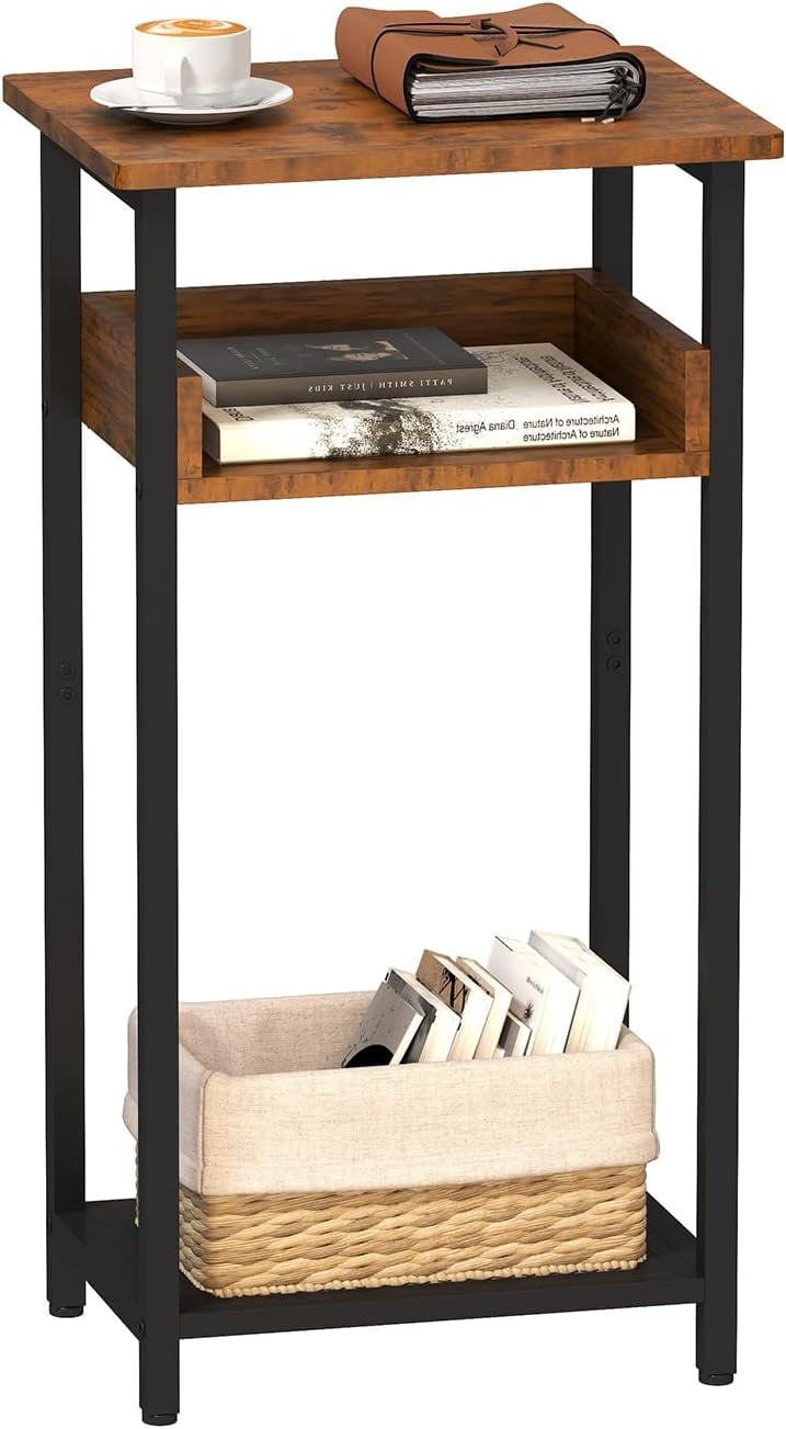Tall End Table, 30 inch High Side Table, Small Entryway Table, Bedside ...