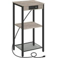 thumbnail image 1 of Tall End Table with Charging Station, 29.7 Inch Small Tall Side Table, 3-Tier Telephone Table, Small Entryway Table, High Nightstand for Living Room, Bedroom, Hallway, Greige, 1 of 9