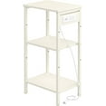 thumbnail image 1 of Tall End Table with Charging Station, 3 Tier Narrow Tall Nightstand with Storage, Slim Side Table for Bedroom, Living Room, Nursery, Office, Cream White, 1 of 13