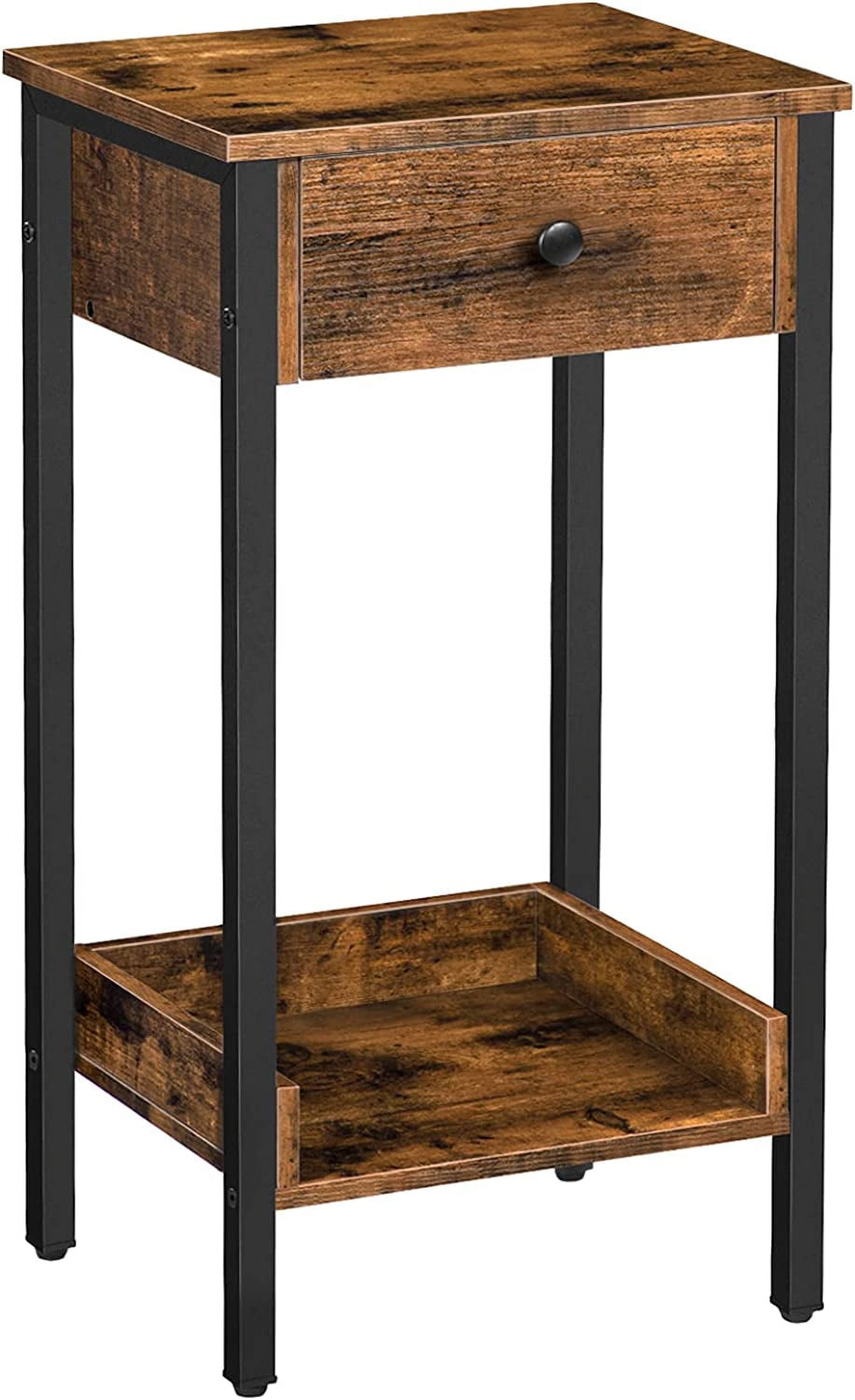 Tall End Table, Nightstand, Side Table with Drawer and Storage Shelf ...