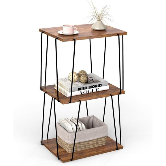 Tall End Table, Small Side Table, 29 inch High Entryway Table, Bedside Table for Living Room, Bedroom and Office, Rustic Brown