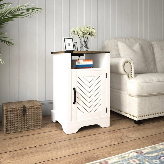 Tall End Table with Charging Station and Open Shelf / Charge and Display at the Same Time