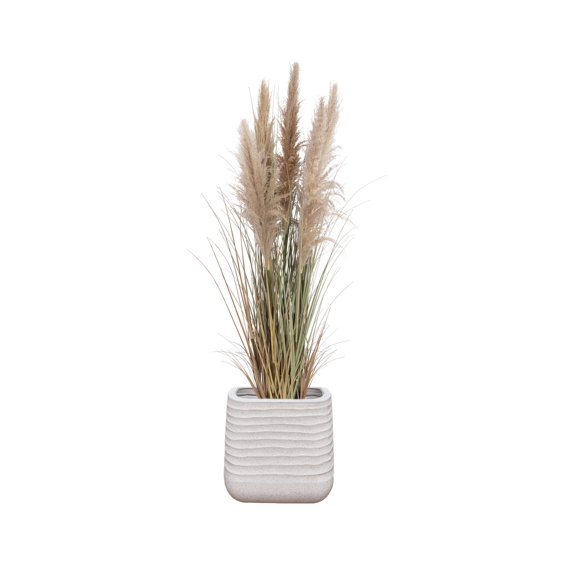Tall Faux Pampas Grass | 66.57” Tall grass in a beige planter | Vintage Home