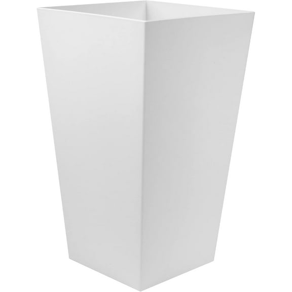 Unbranded Finley Tall Square Plastic Planter - Matte Textured - 20", Casper White