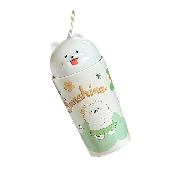Tall Fired Earthenware Cup With Lovely Samoyed Plan For Hot Cold Beverages