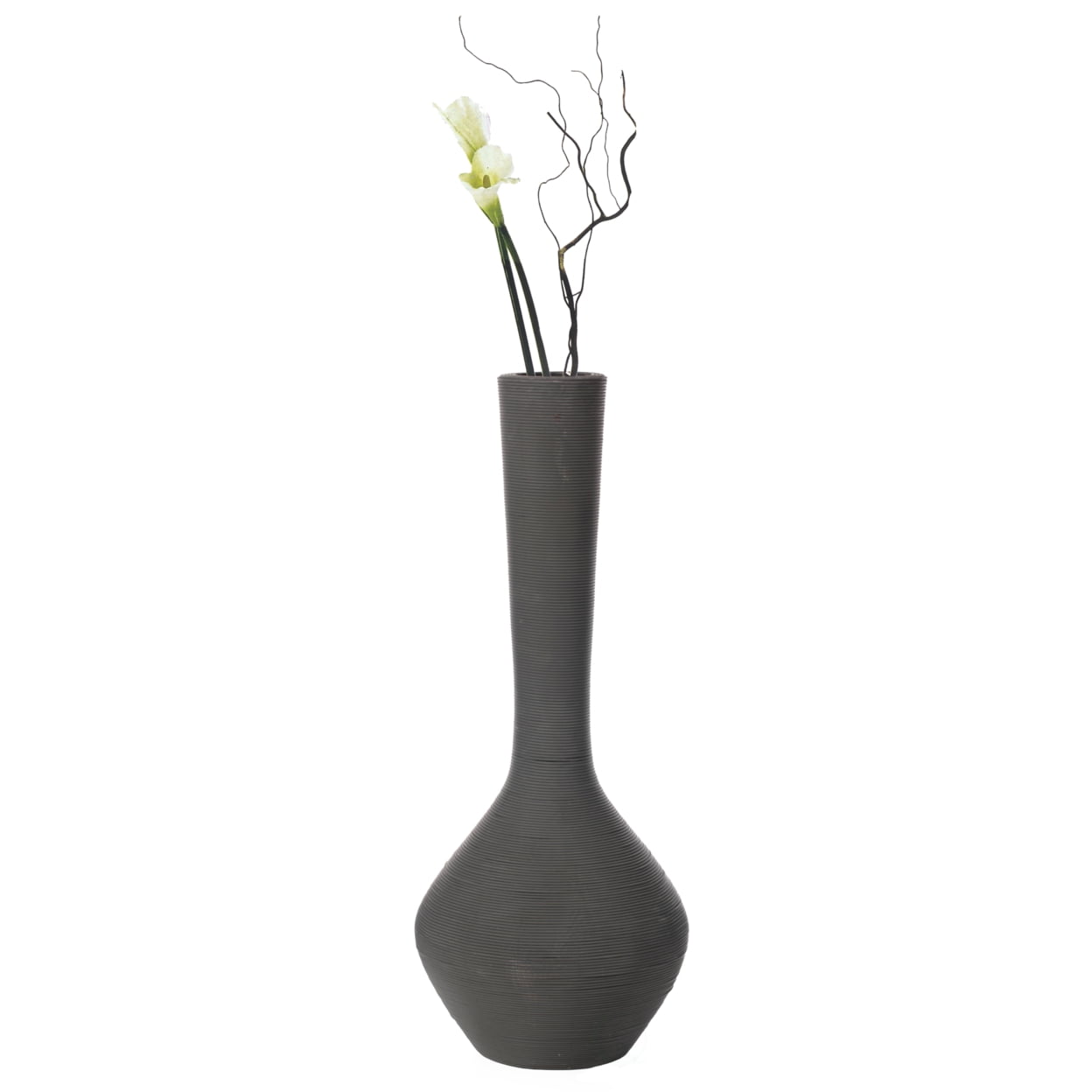 Charcoal Gray Twisted Cord Accent Plastic Floor Vase