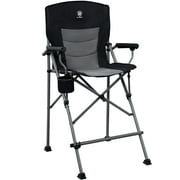 EVER ADVANCED Tall Folding Camping Directors Chair 31" Seat Height for Adults, with Footrest and Carry Bag, Black