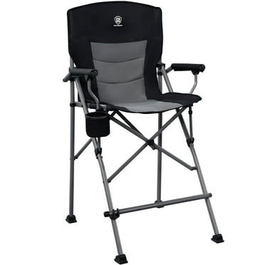 EVER ADVANCED Tall Folding Camping Directors Chair 31" Seat Height for Adults, with Footrest and Carry Bag, Black