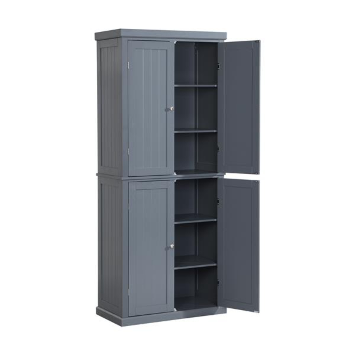 Tall Freestanding Minimalist Gray Kitchen Pantry with