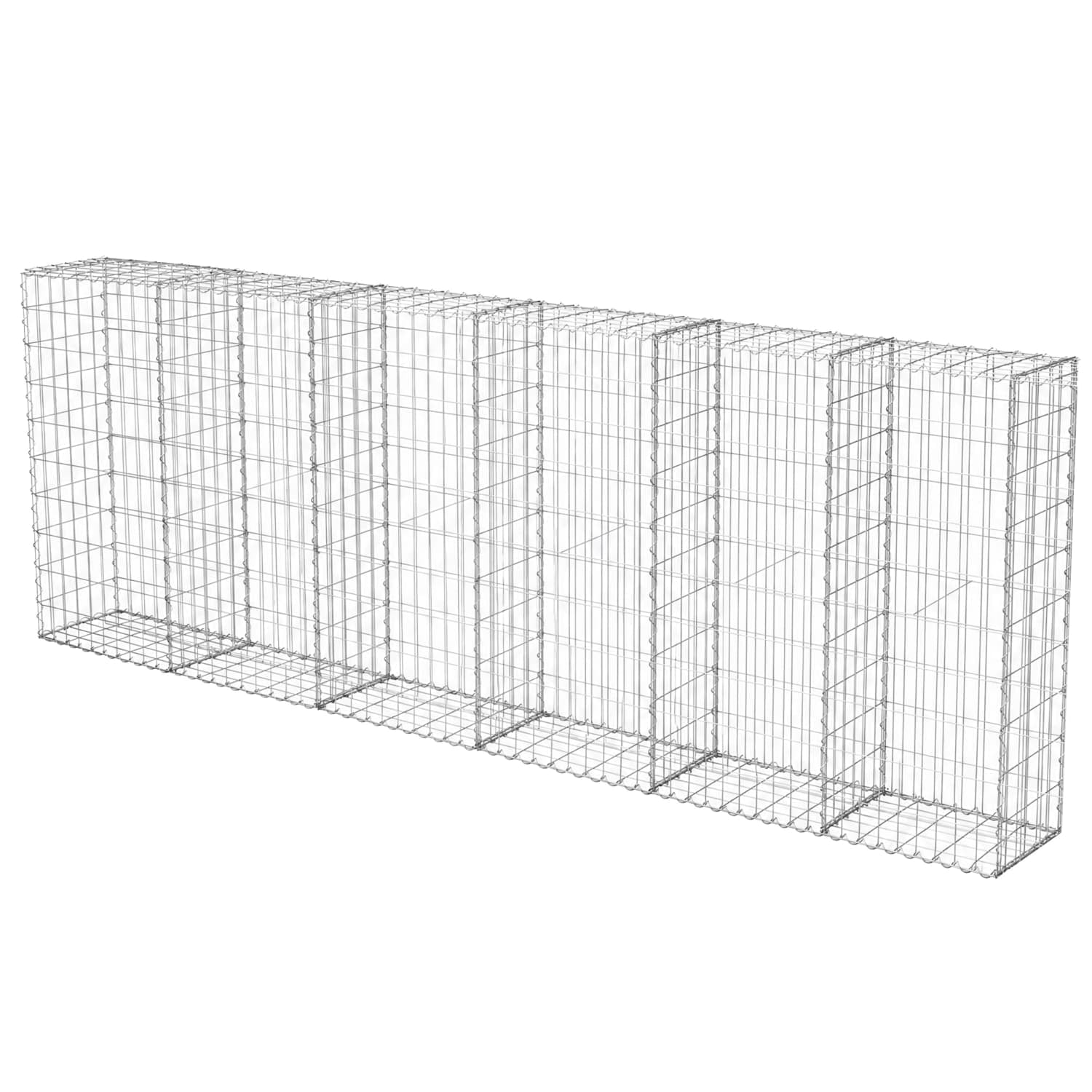 Tall Galvanized Gabion Basket 118" x 11-7/8" x 39-3/8", Heavy 3.0mm Wire, Multi-Compartment High Retaining Wall, Tool-Free Assembly for Garden Landscape