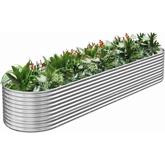 Tall Galvanized Raised Garden Bed Outdoor,Steel Garden Bed for Vegetables,Above Ground Garden Box for Flower,Metal Raised Beds for Gardening