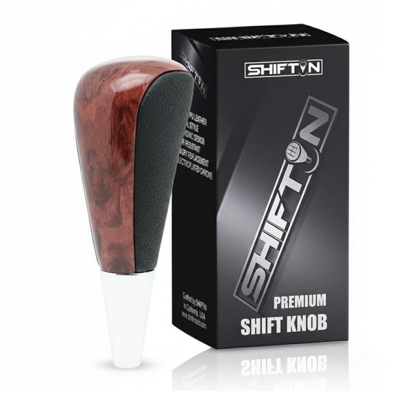 Tall Gear Shift Knob for Lexus LX-470 LX570 LS-400 RX330 & Toyota 4Runner Sequoia Highlander Tundra Prius-C (Black Leather/Walnut Birds Eye)