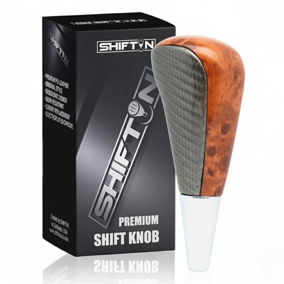 Tall Gear for Lexus LX-470 LX570 LS-400 LS430 RX330 RX-350 RX400h and Toyota, Acura, Mazda (Gray Carbon Leather/Golden Maple)