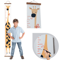 Tall Giraffe Canvas Growth Chart for Kids - Wall Tape Ruler with Height Chart for Kids - Unisex Kids Room Wall Décor Measuring Height Chart, Walnut Wood