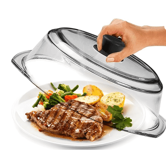 AstuteAuk Glass Microwave Splatter Cover with Vent Hole,Plate Splatter Guard Lid with Silicone Knob for Food