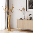 thumbnail image 1 of Tall Gold Resin Floor Vase - 23.6 Inch Modern Square Twist Vases for Home Decor, Large Decorative Vase for Dried Flowers, Pampas Grass, Centerpiece - Modern Gold Floor Decor, 1 of 8
