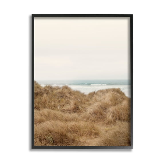 Tall Grass Field Beach Waves Sun Bleached Sky 24 in x 30 in Framed Photography Art Prints, by Stupell Home Décor