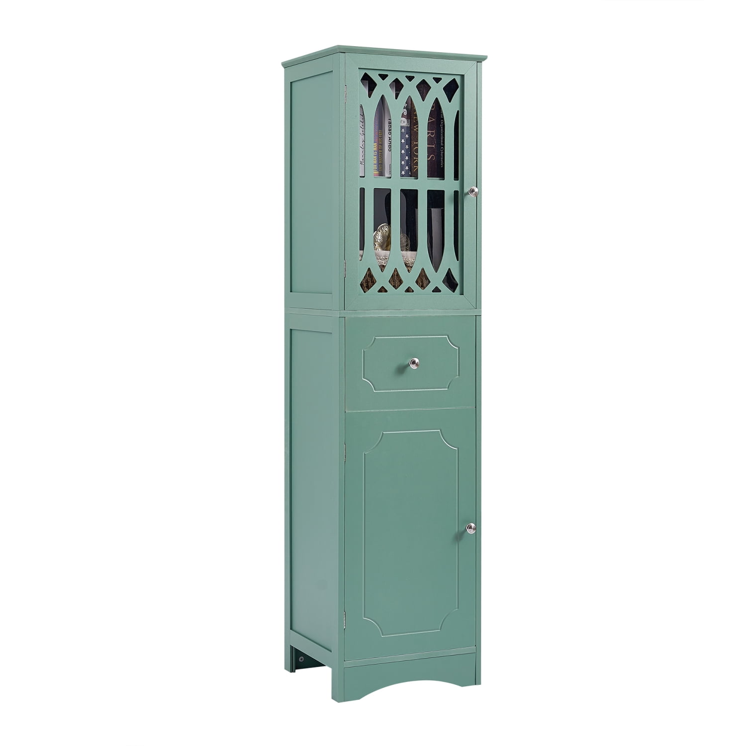 Tall Green Freestanding Storage Cabinet with Drawer Acrylic Doors ...