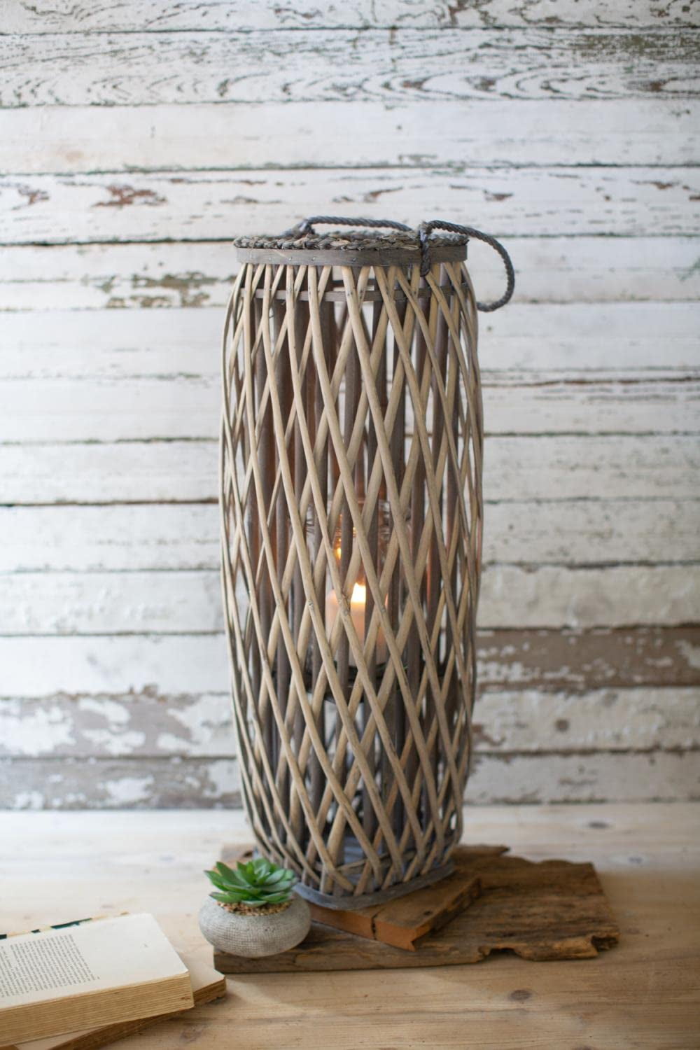Elegant Tall Grey Ceramic Square Hanging Lantern