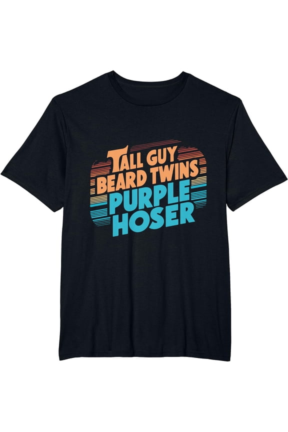 Tall Guy Beard Twins Purple Hoser Kids Design Cool Dude T-Shirt