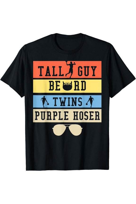 Tall Guy Beard Twins Purple Hoser T-Shirt