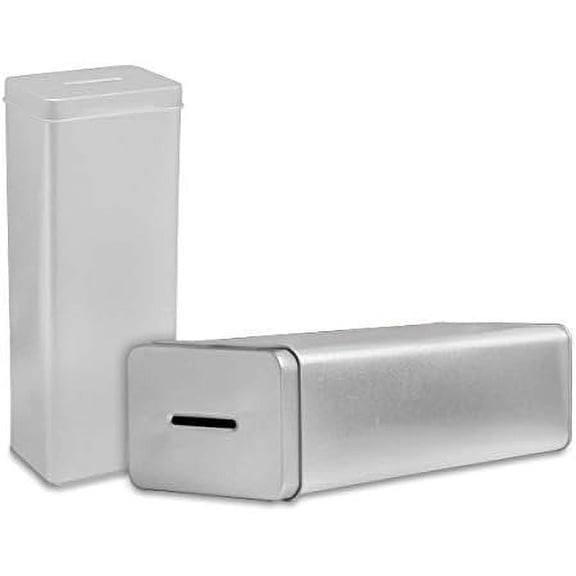 Tall High Metal Tin Charity Donation Box Tip Container Coin Collection Box Ticket Box 10" H x 3.6" W x 2.5" D with slot on removable cover5 Pack