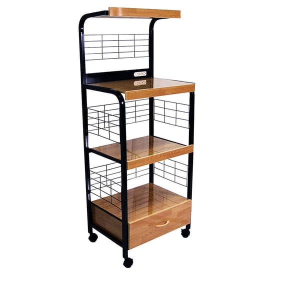 Tall Kitchen Cart for Microwave | Store Utensils & Roll Away | Metal Construction with Contrast Finish | Address Kitchen Storage & Space Problems