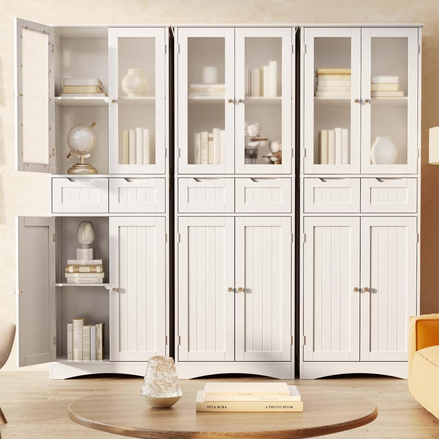 Tall Kitchen Storage Cabinet with 2 Drawers, Lofka Freestanding Pantry ...