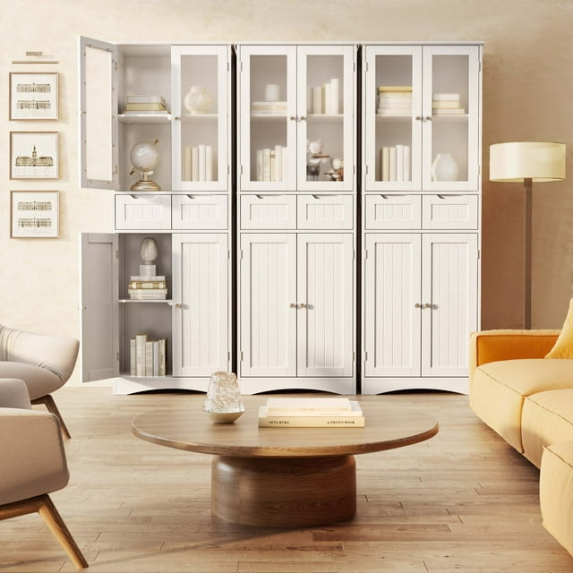 Tall Kitchen Storage with 2 Drawers, Lofka Freestanding Pantry