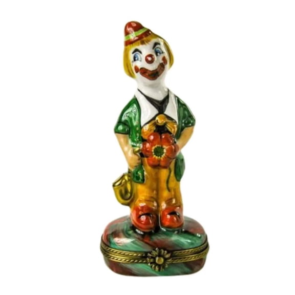 Tall Large Clown Porcelain Limoges Trinket Box - Collectors Limoges Box Porcelain Figurine