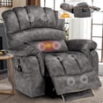 thumbnail image 1 of Tall Man Oversized Dual Motor Power Lift Recliner w/Heat Massage, Large Lay Flat Sleeper Electric Recliner with Extended Footrest for Elderly, Lumbar Pillow, USB & Type-C Ports, Plush-Gray, 1 of 7