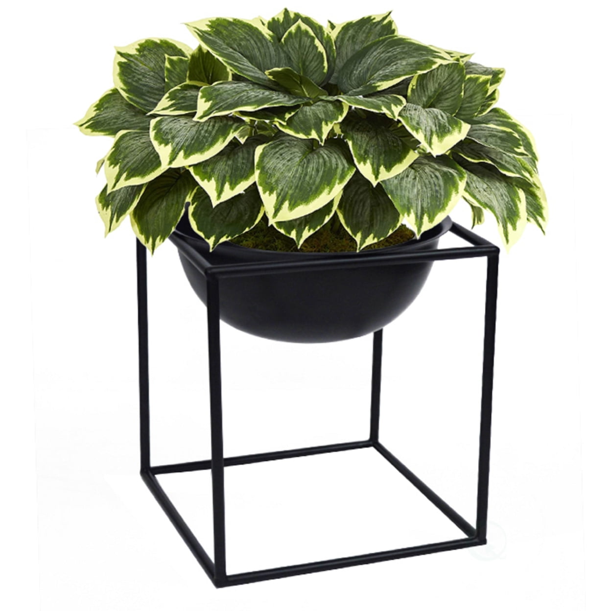 Contemporary Black Metal Table Planter Pot with Stand for Indoor/Outdoor Use