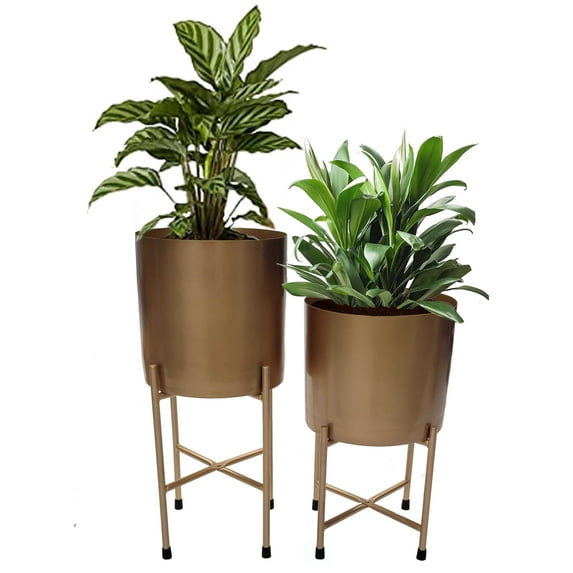 Tall Metal Floor Flower Planter Holder with Stand, Modern Decorative Floor Flower Holder, Perfect for Your Entryway,
