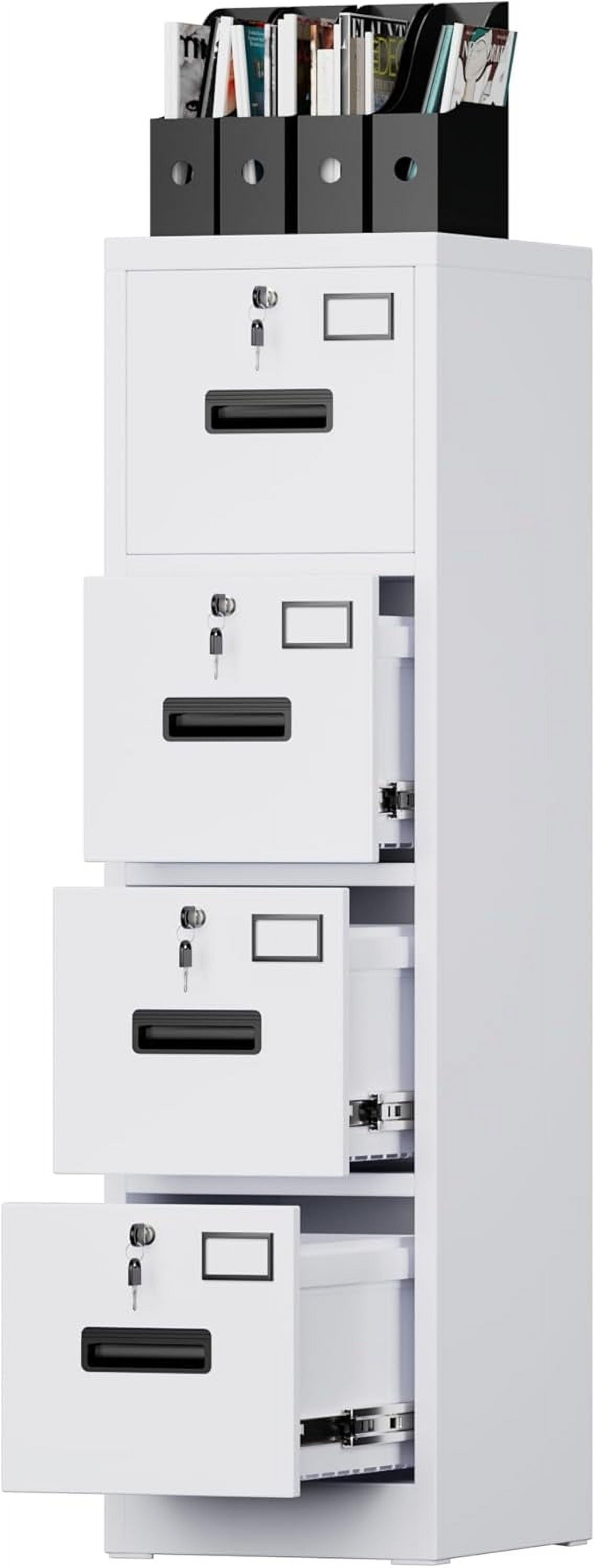 Lateral File Cabinet with Drawers, Locking Drawers and Adjustable Shelves Metal Storage Cabinet for Home Office Garage School, Fit for A4 Letter Legal File, Assemble Required