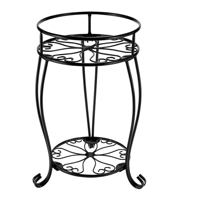 Tall Metal Plant Stand 2 Tier Decorative Wrought Iron Flower Pot Rack Shelf For Garden Balcony 5206