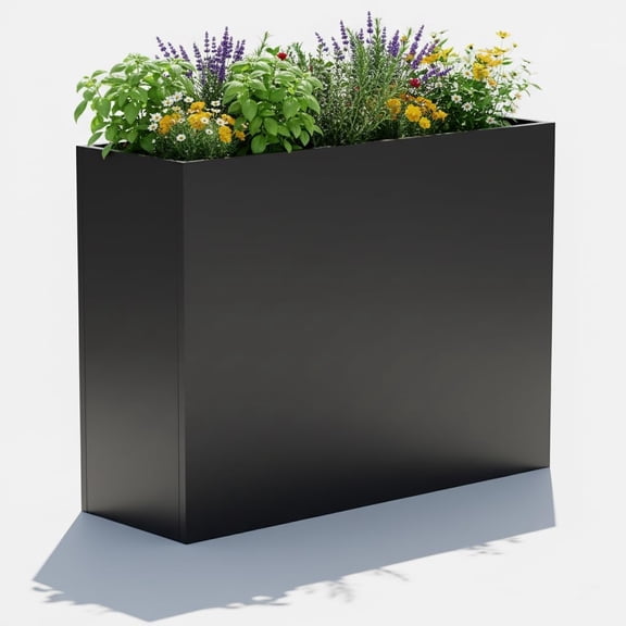 Tall Metal Planter for Outdoor PLANTS,38"Lx13"Wx30"H All-Weather Durable Plant Box,Large Rectangular Planter with Drainage Holes & Removable Shelf,Modern Decor for Tall Small PLANTS, Trees, Flowers
