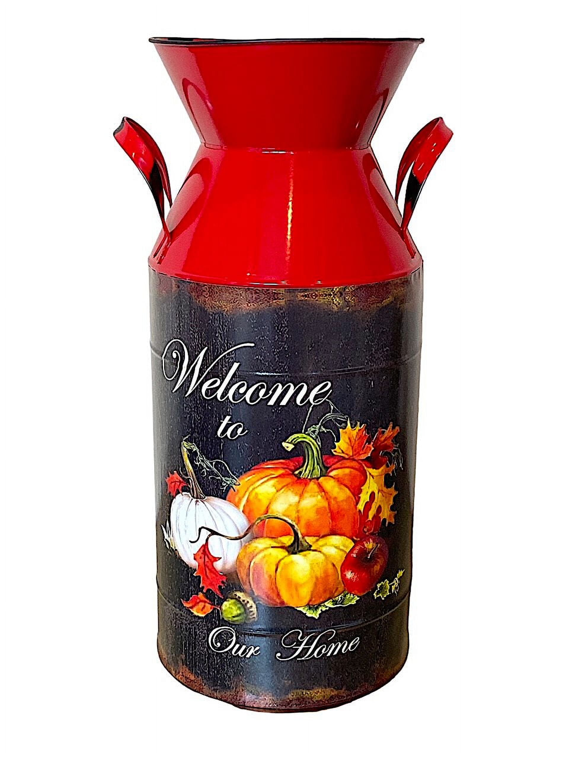 Tall Metal Vase Milk Can Water Jug Fall Designed Rustic Flower Holder