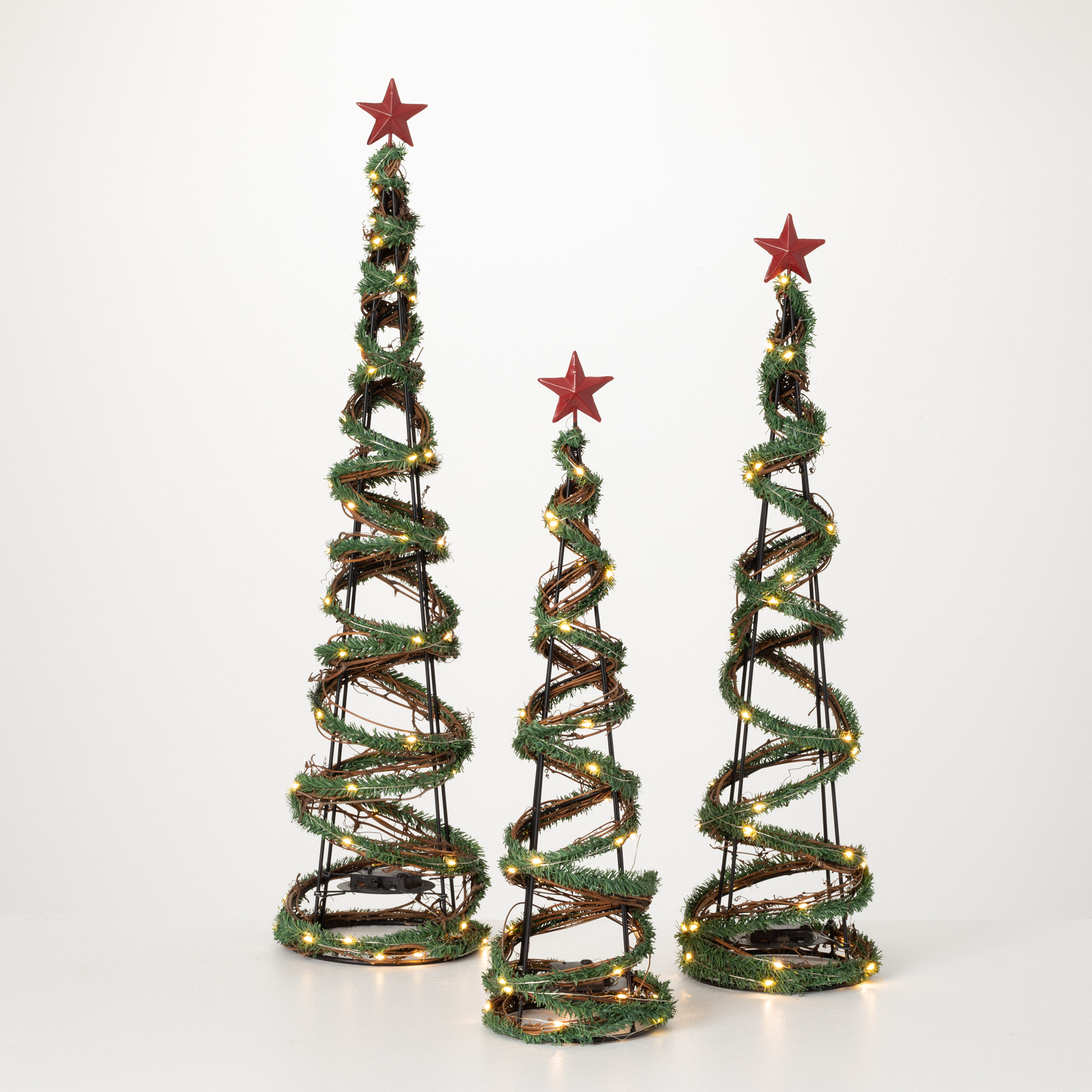 Tall Metal Vine Tree Multicolor 29.5"H Metal Set of 3