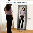 thumbnail image 1 of Tall Mirror, Crystal tufted Floor Mirror, Full Length Mirror, Full Body Mirror for Home, Wall Mirror with Faux Wood Frame, 63"LX22"W Large Mirror for Bedroom, Leaner Mirror, Mirrors for Wall - Gray, 1 of 15