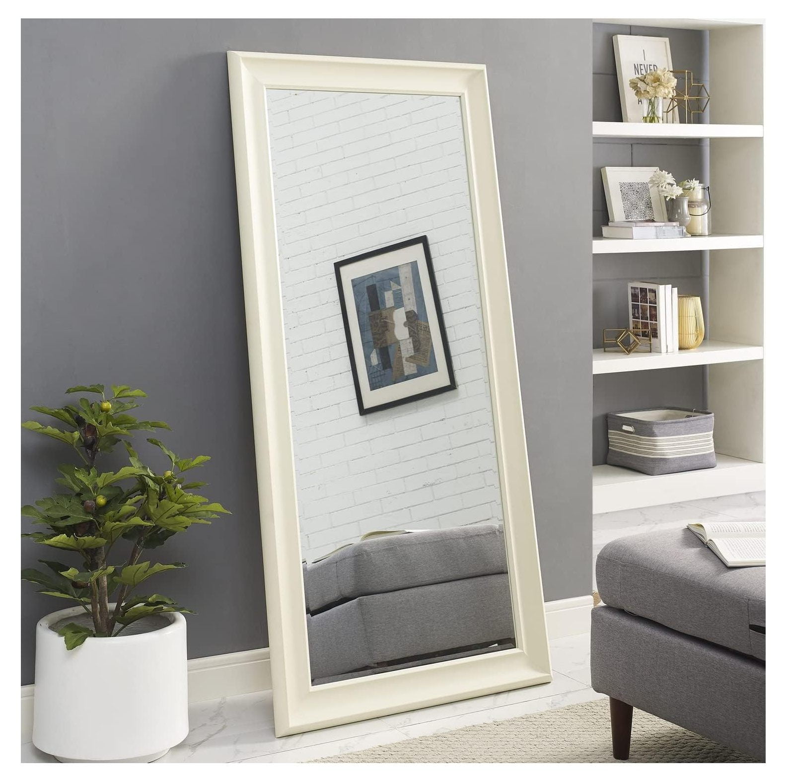 Tall Mirror Full Body Oversize Mirror Smooth Faux Wood Frame Full