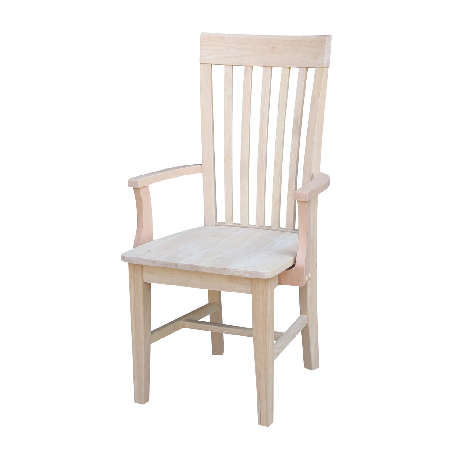 Elegant Tall Mission Brown Wood Slat Arm Chair