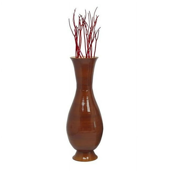 Tall Modern 15.75 in Dia Decorative Floor Vase: Handmade, Natural Bamboo Finish, Contemporary Home Décor, Handcrafted Bamboo, Elegant Interior Design, Bamboo Craftsmanship, Large
